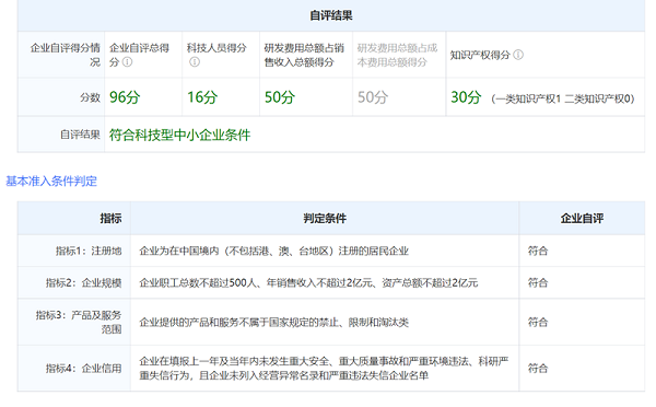 科技型中小企業評價-企業自評